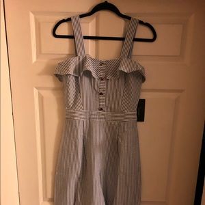 Zara striped jumpsuit with ruffles